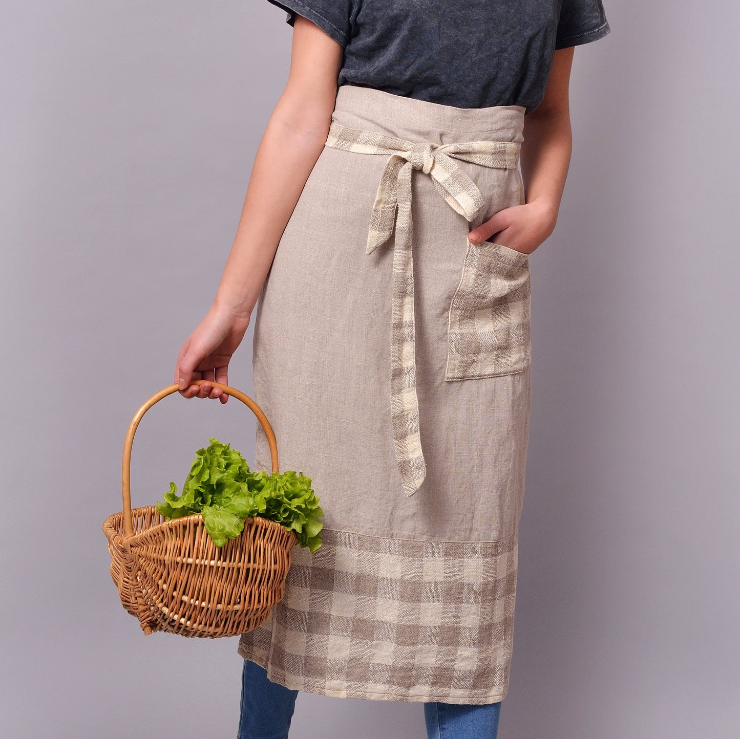 Linen Half Chef Apron/ Organic Waist Apron/ Luxury Gift Linen