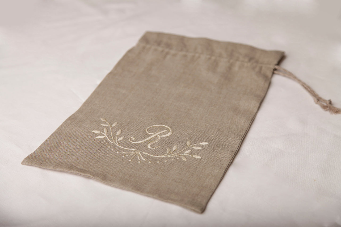 Linen Bag Monogrammed/ Linen Gift Bag Embroidered/ Flax Pack/ Shoes Bag Personalized/ Gift Wrap Linen