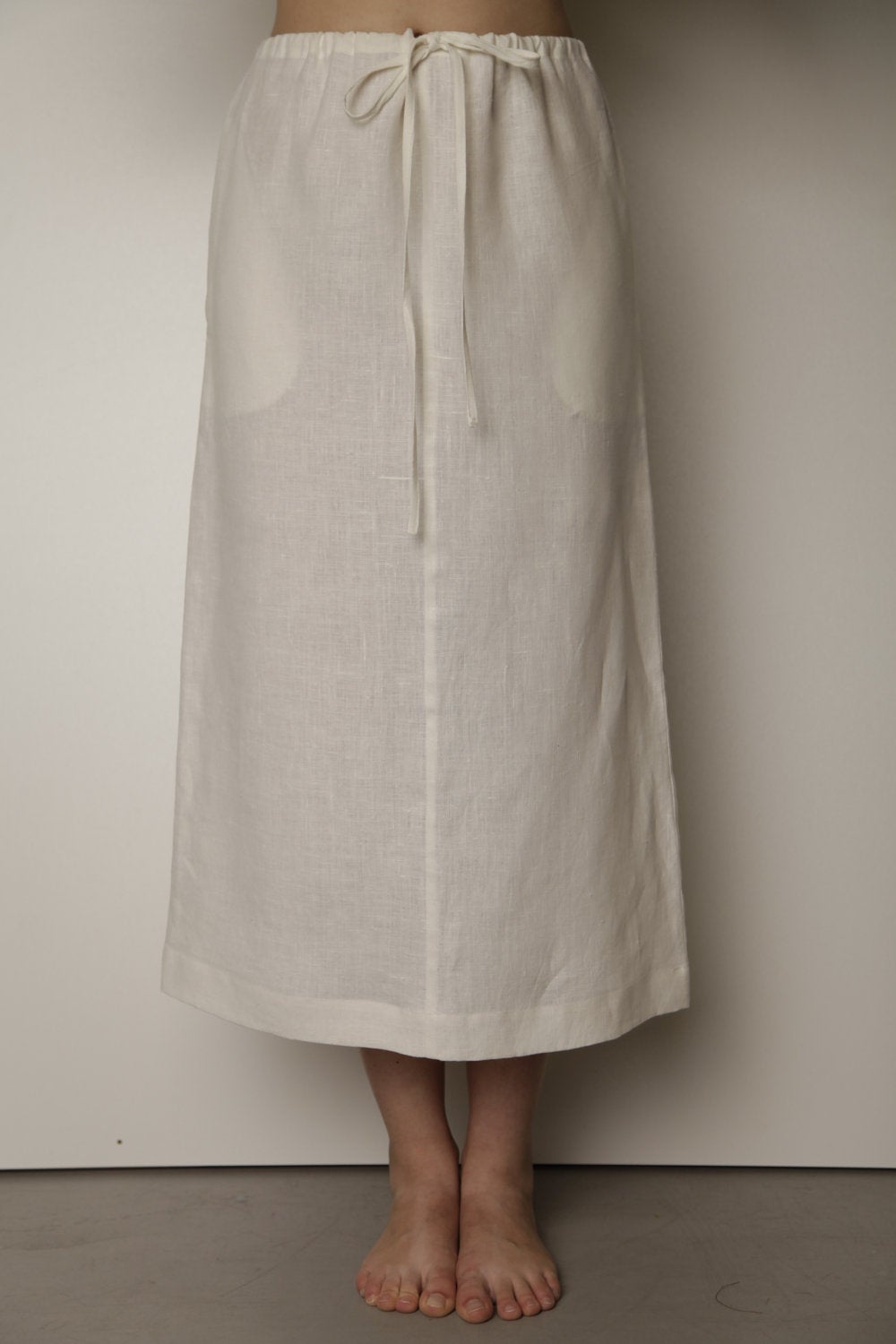 Linen Long Stright Skirt NORA with Back Split