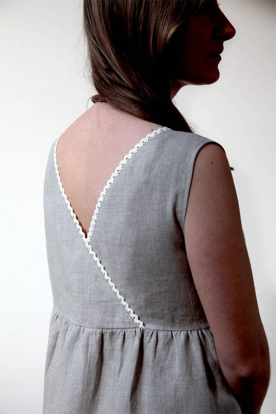 Linen Sleeveless Oversize Night Dress LIANA with Handmade Embroidery