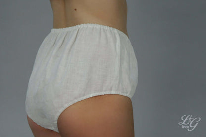 High Waisted Linen Natural Panties/Knickers for Women
