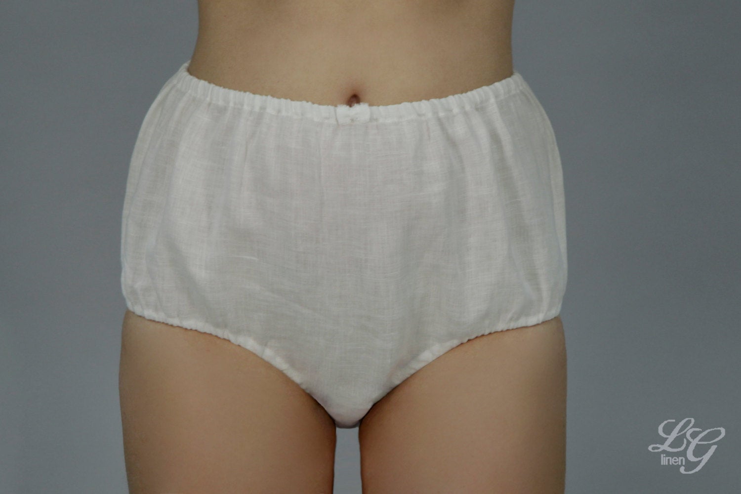 Set of Two Linen Vintage Style Panties High Waisted