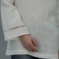Linen Tunic NELLE Longsleeve / Linen Blouse with Drawnwork on Sleeves