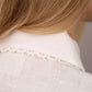 Linen White Pajama Shirt NINA LACED with Short Sleeves