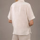 Linen White Pajama Shirt NINA LACED with Short Sleeves