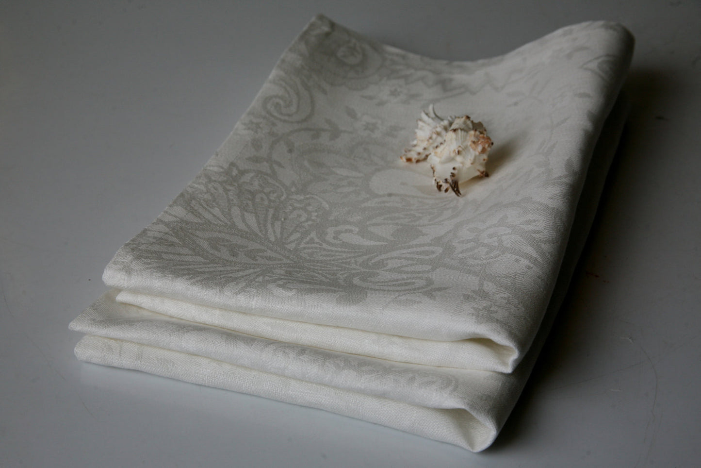 Linen Natural Bath Towel With Jacquard Paisley Design / Hygge Bath Towel Organic