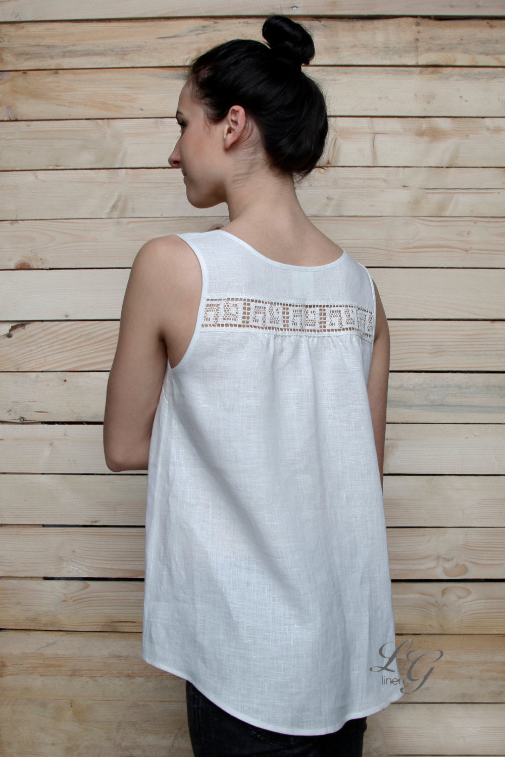 Linen Top LUNA with Laced At Back
