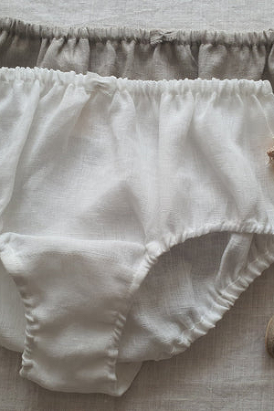Linen Panties/Knickers Midi High Set of 2/