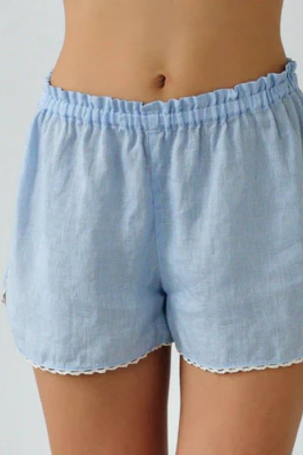 Linen Sleep Shorts ROSIE with Lace for Woman