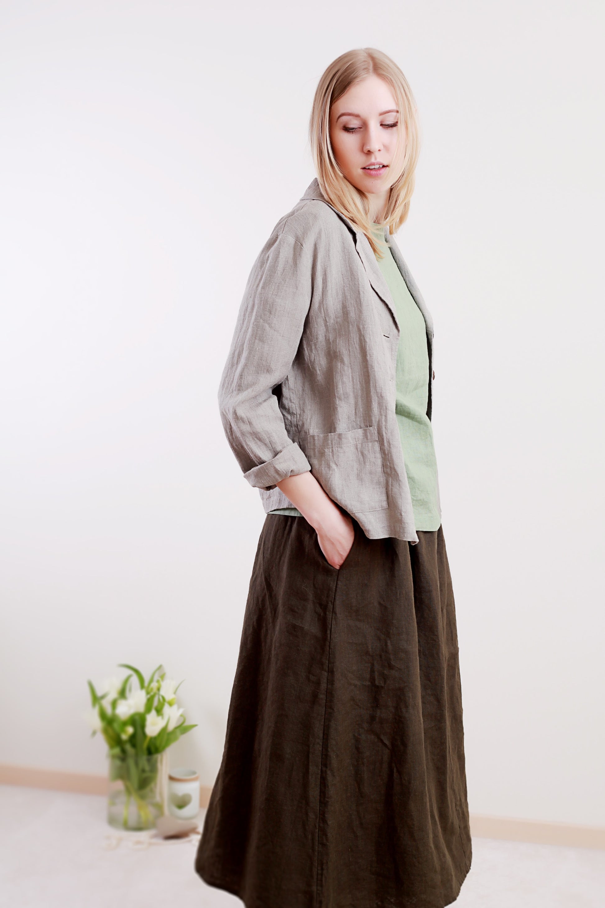 Linen Loose Oversize Blazer KIM/ Casual Wear Linen Jacket